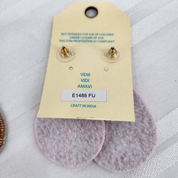 Fuchsia Tear Drop Flower Seed Bead Earrings NWT - Picture 4 of 4